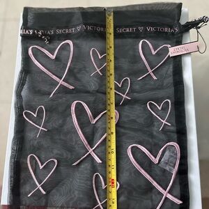 New Victoria's Secret Black lingerie Mesh Bag with Pink Heart storage bag